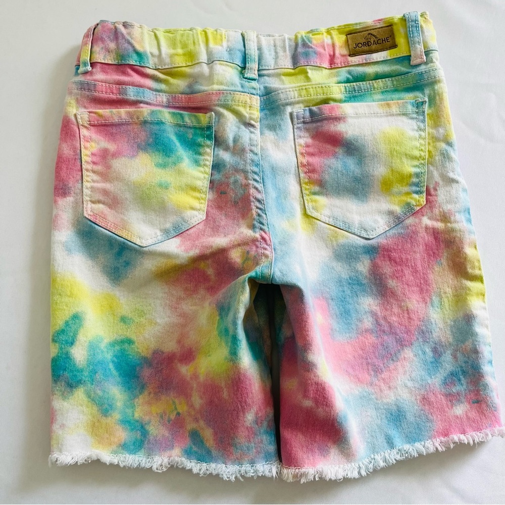 Jordache Girl’s Tie Dye Shorts Raw Hem Adjustable Waist Blue/Pink/Yellow Size 12